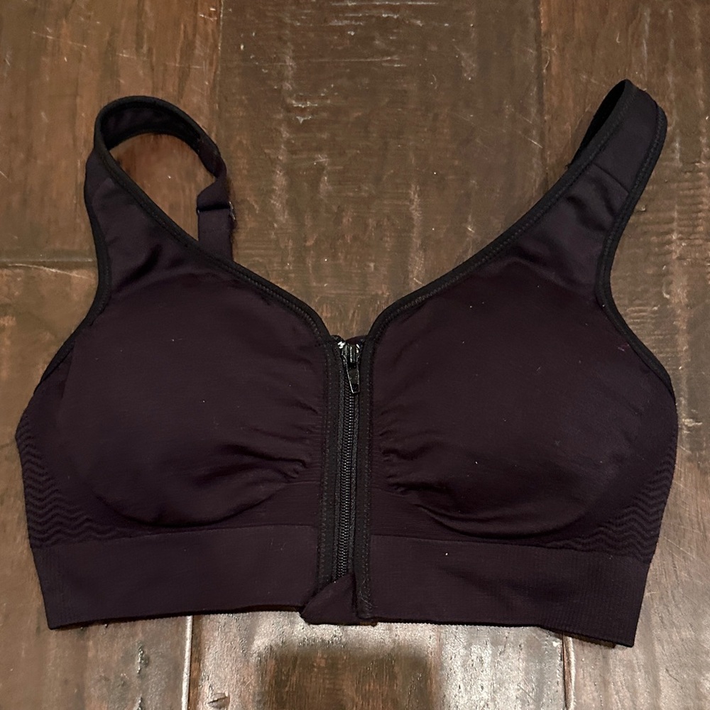Anita Black Zip-Front Sports Bra